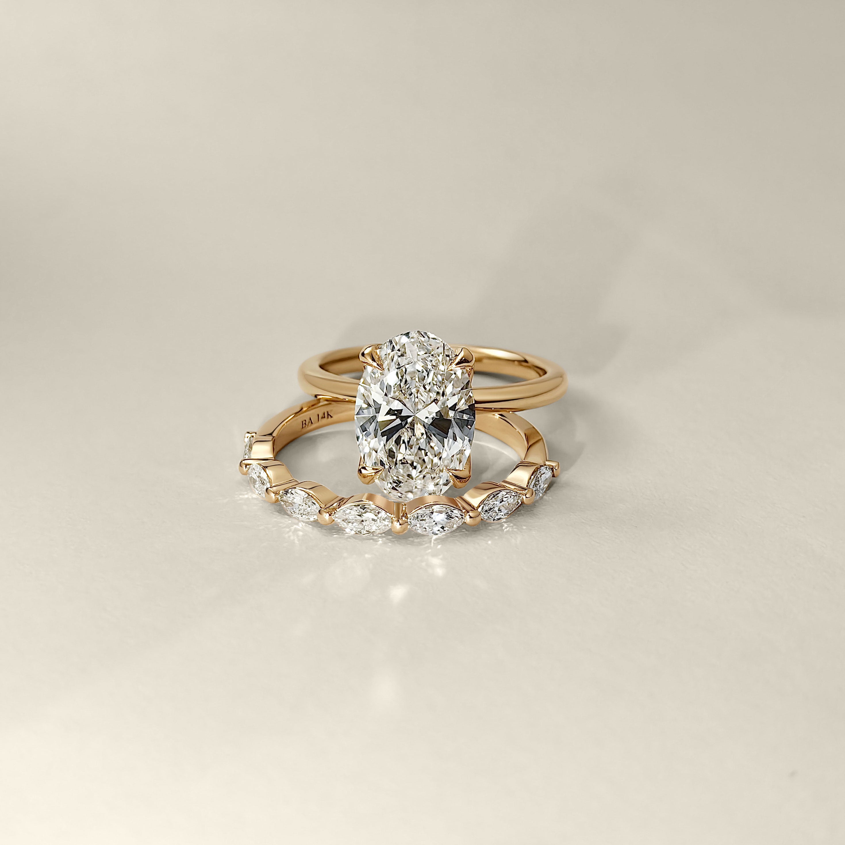 Oval Purity Petal Solitaire Engagement Ring, Moissanite/Lab Grown Diamond