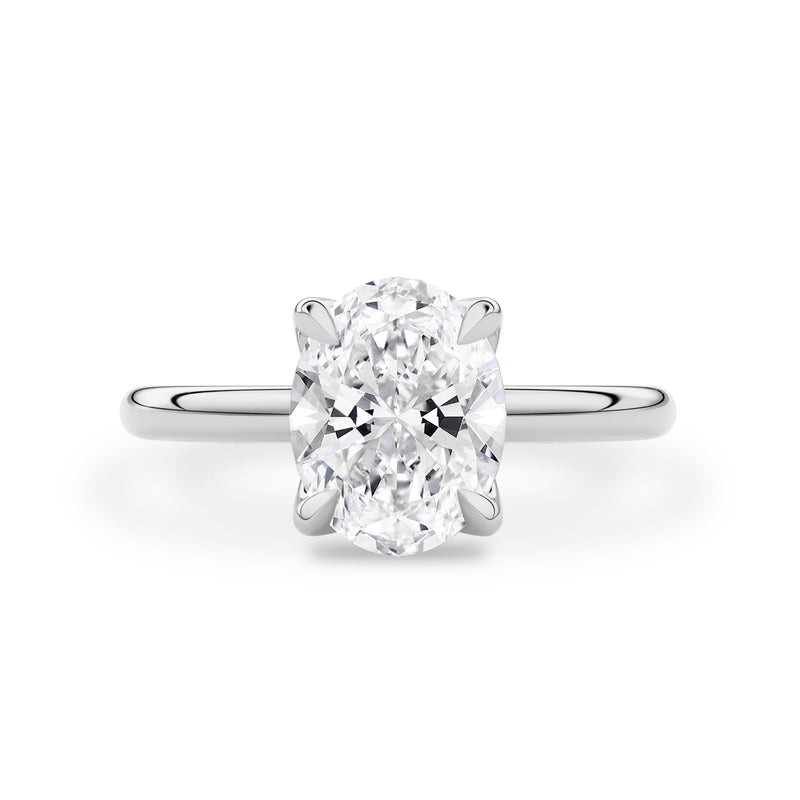 Oval Purity Petal Solitaire Engagement Ring, Moissanite/Lab Grown Diamond