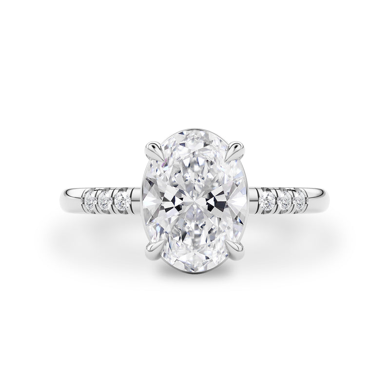 Eternal Dream Oval Pavé Engagement Ring, Moissanite/Lab Diamond