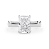 Radiant Cut Stephanie 3.5mm Band Solitaire Engagement Ring, Moissanite/Lab Diamond