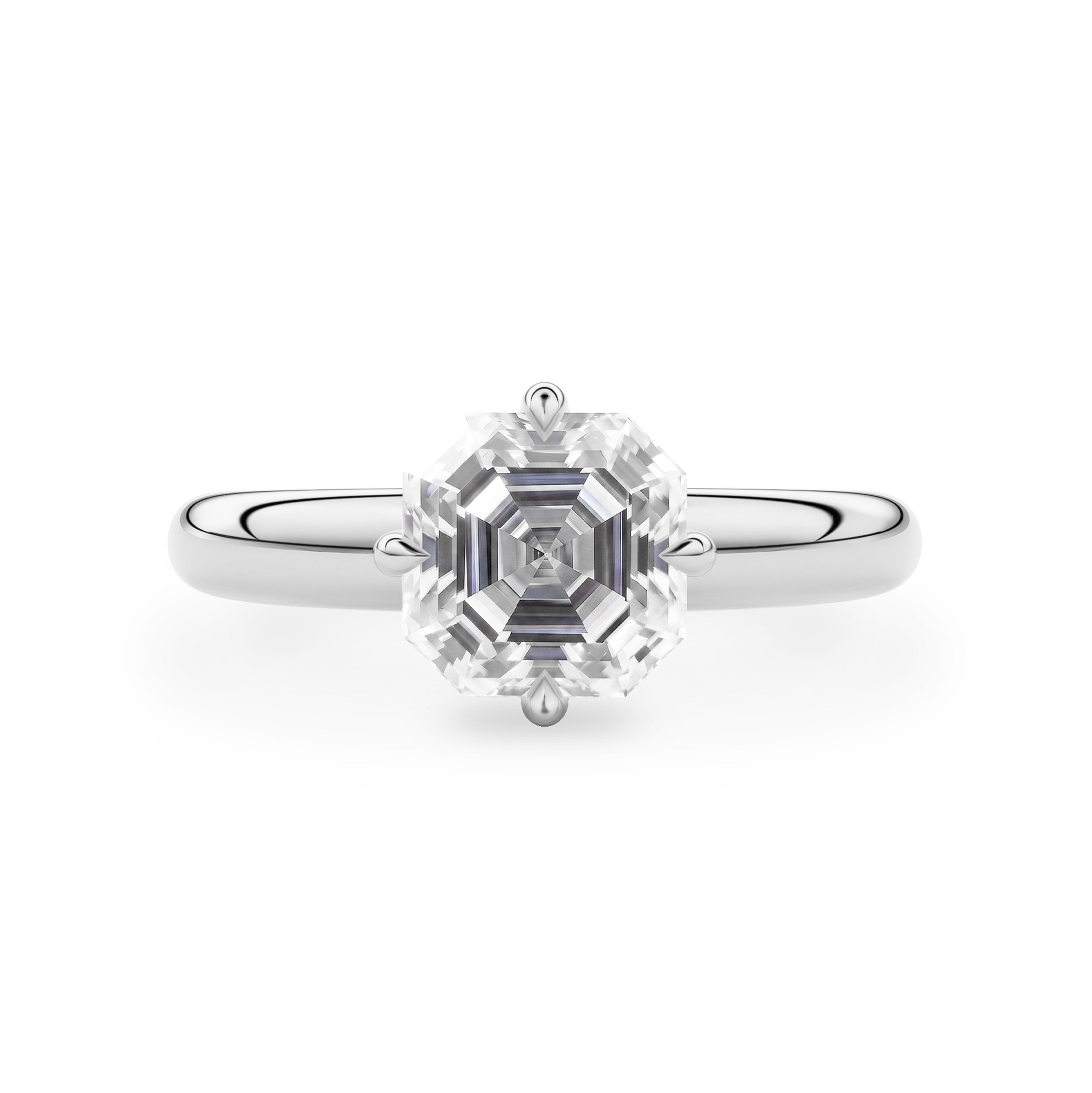 Eleanor Asscher Cut Moissanite Solitaire Engagement Ring