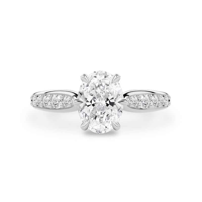 Cinderella Petal Cathedral Engagement Ring, Moissanite/Lab Diamond