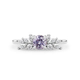 Anna's Dream Lavender Sapphire Cluster Engagement Ring, Natural Lavender Sapphire