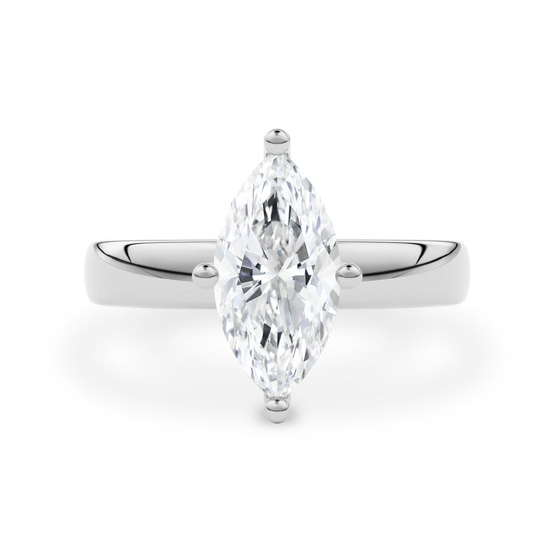 Marquise Stephanie 3.5mm Band Solitaire Engagement Ring, Moissanite/Lab Diamond