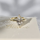 Maisy Marquise Solitaire Engagement Ring, Compass Oriented Prongs