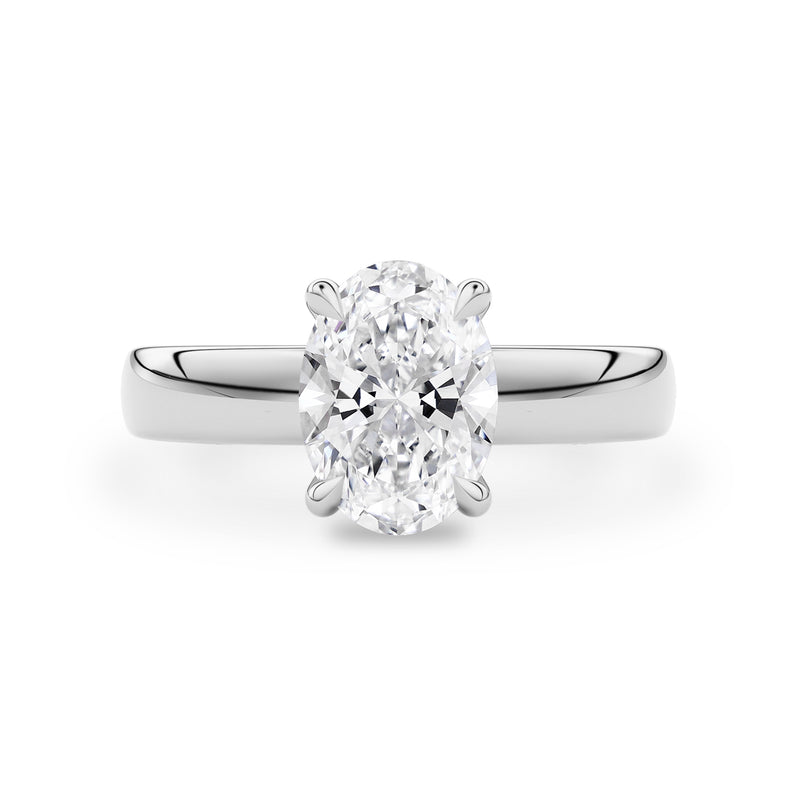 Oval Stephanie 3.5mm Band Solitaire Engagement Ring, Moissanite/Lab Diamond