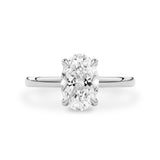 Oval Amelia Hidden Halo Engagement Ring, Pave Crown