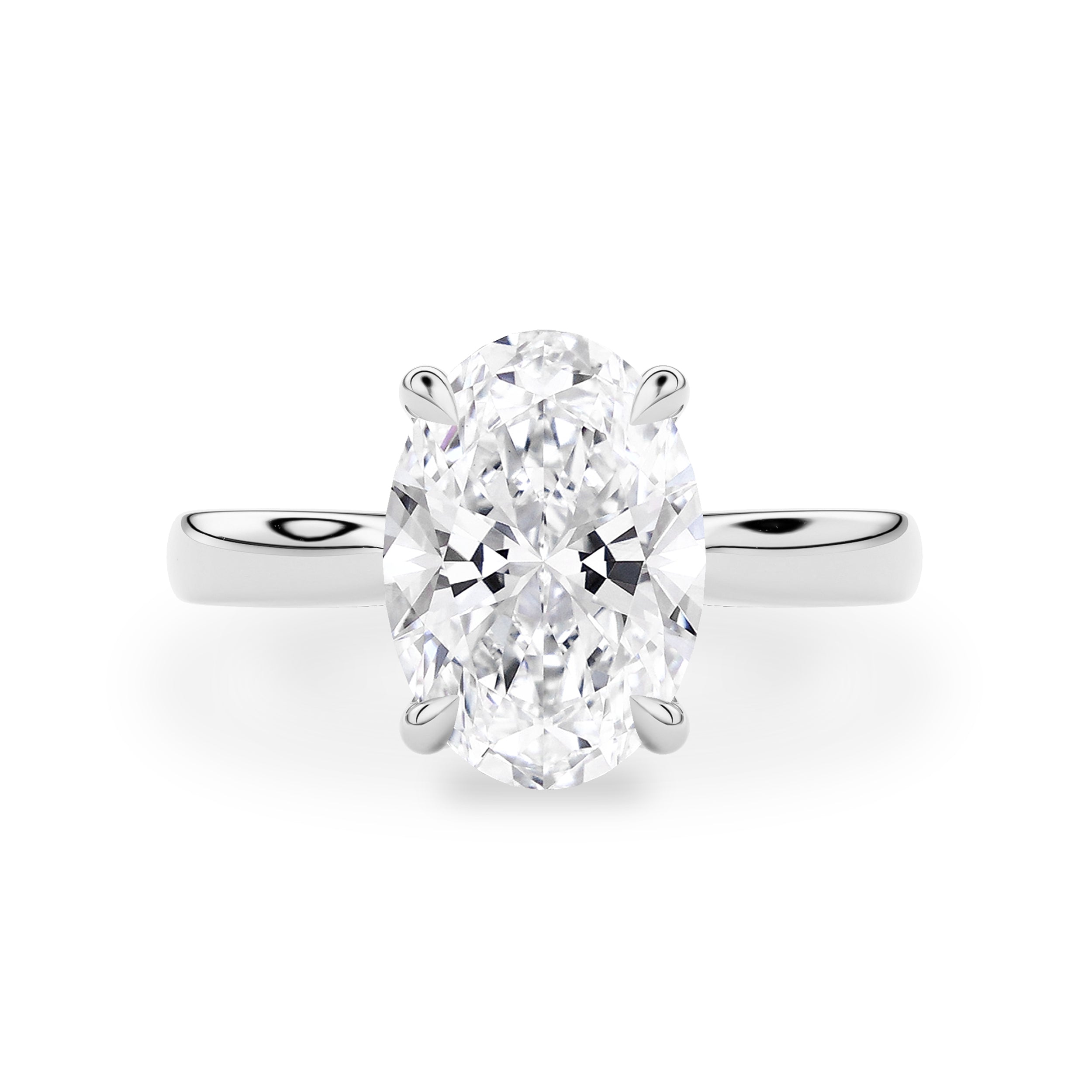 Lyra Oval Cut Solitaire Cathedral Engagement Ring, Moissanite/Lab Grown Diamond