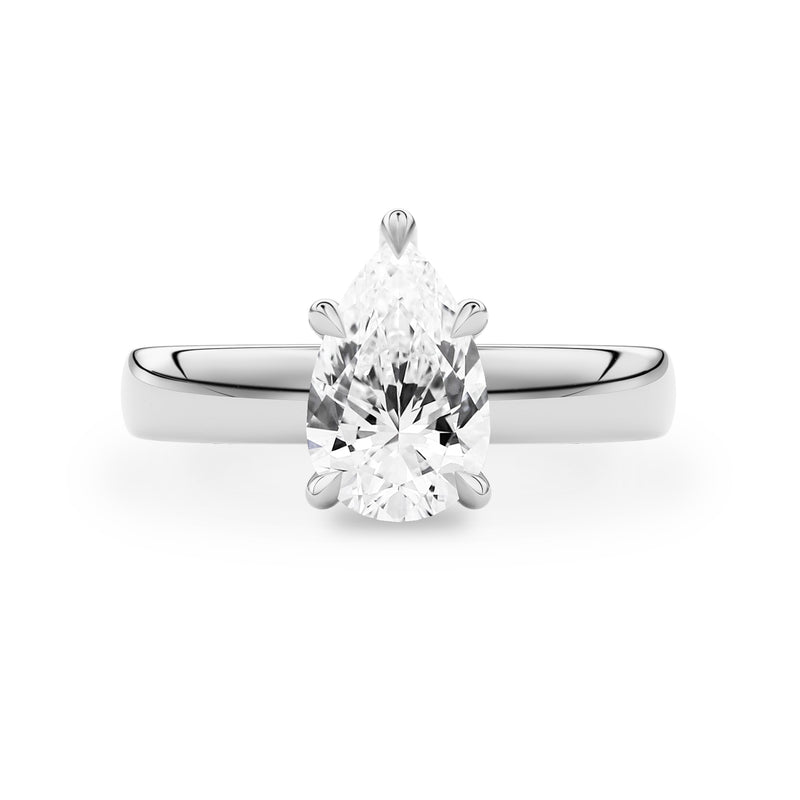 Pear Stephanie 3.5mm Band Solitaire Engagement Ring, Moissanite/Lab Diamond