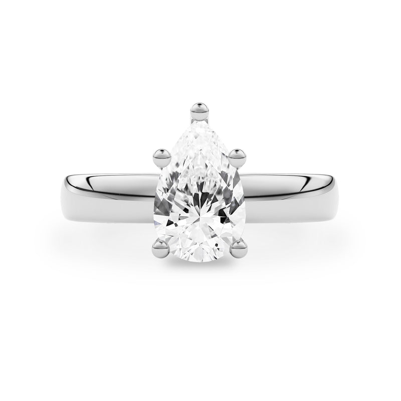 Pear Stephanie 3.5mm Band Solitaire Engagement Ring, Moissanite/Lab Diamond