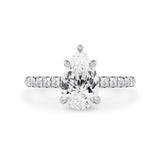 Laura Pear Cut Hidden Halo Engagement Ring, Moissanite/Lab Grown Diamond