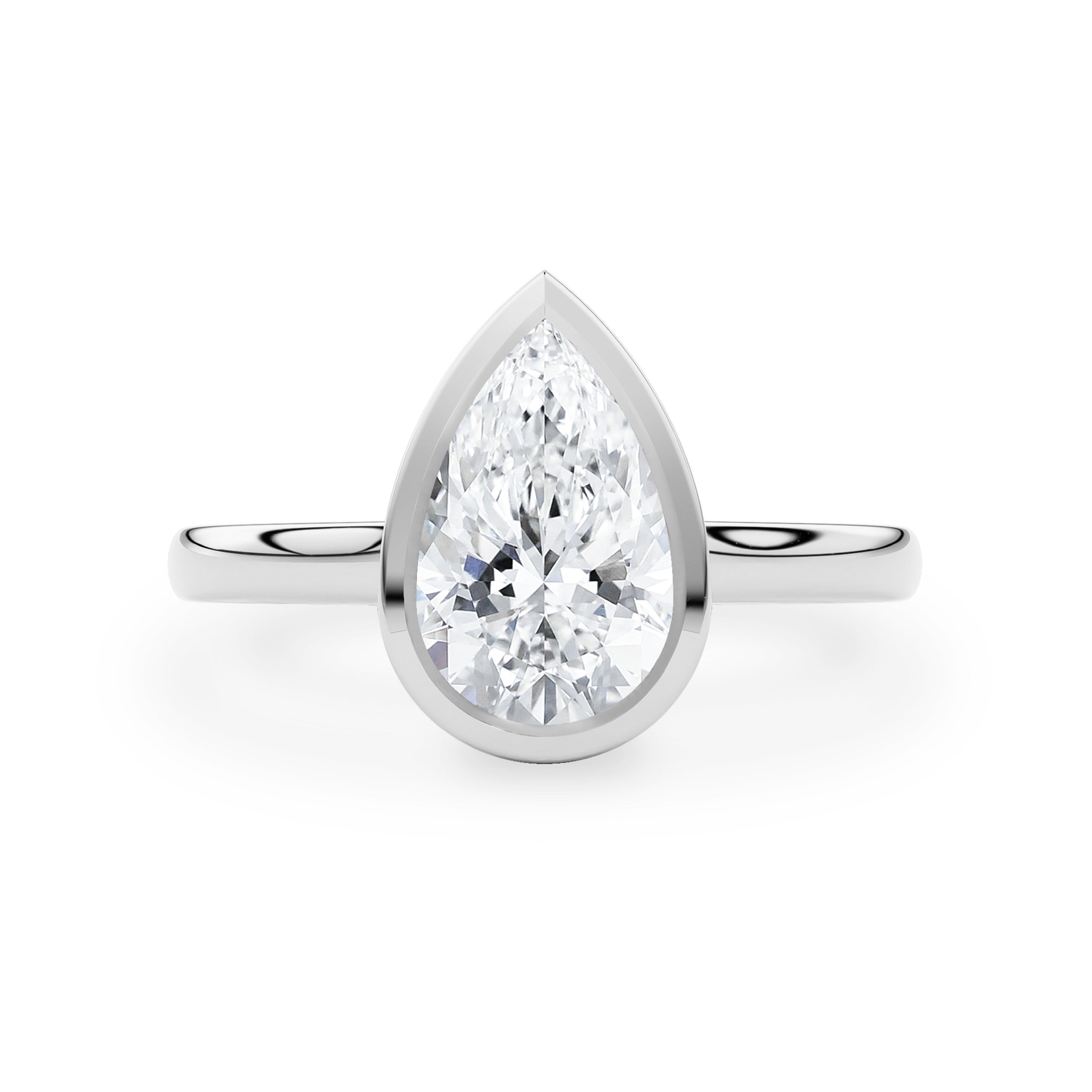 Carmen Pear Cut Bezel Solitaire Engagement Ring