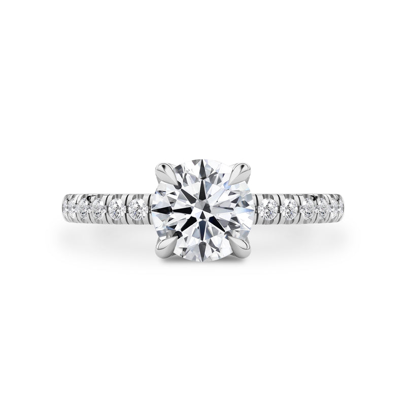 True Promise Round Petal Pavé Engagement Ring, Moissanite/Lab Diamond