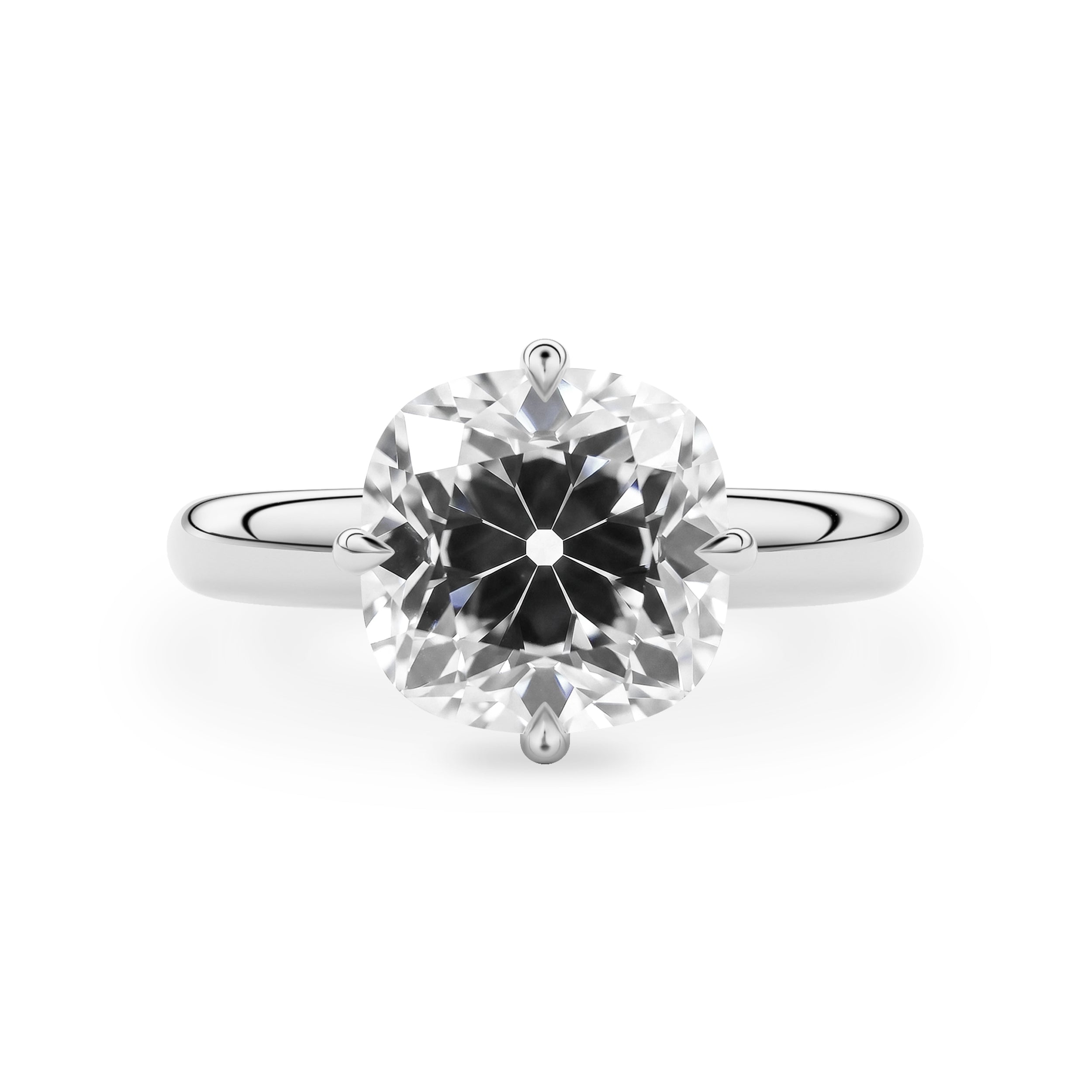 Eleanor Old Mine Cushion Moissanite Solitaire Engagement Ring