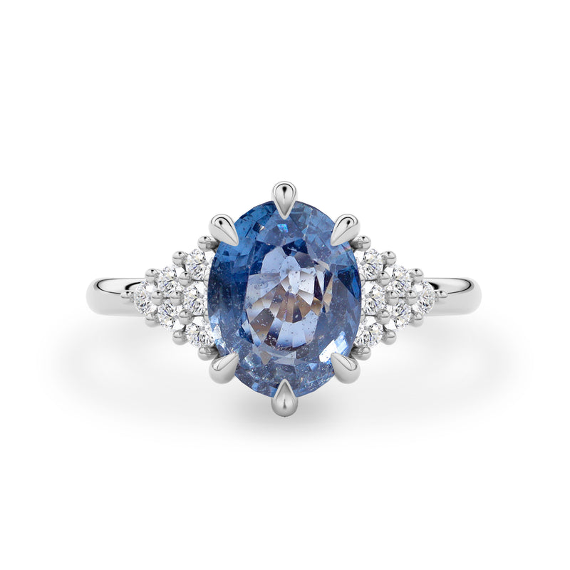 Emma Oval Natural Blue Sapphire Engagement Ring