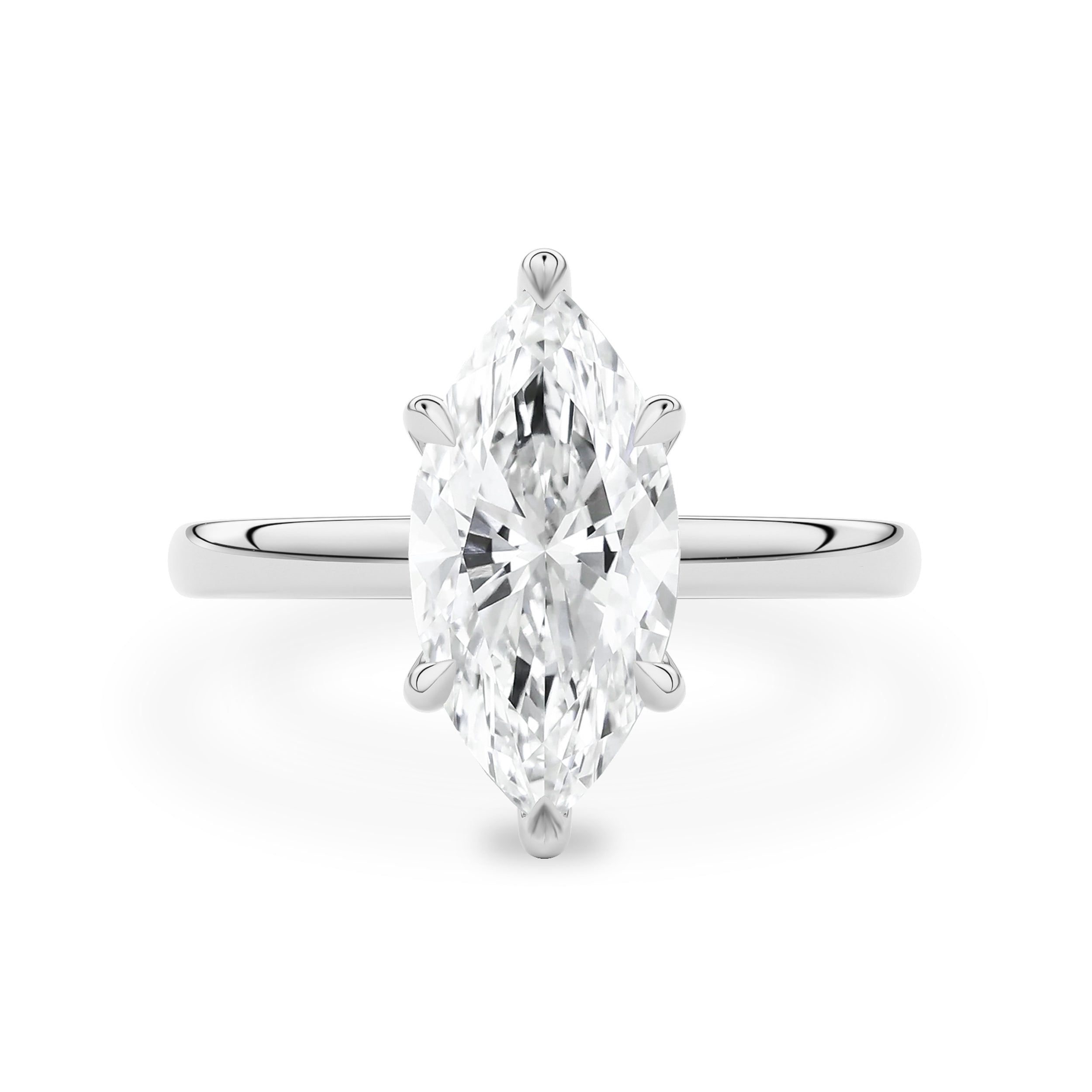 Calista Marquise Cut Solitaire Engagement Ring, Moissanite/Lab Grown Diamond