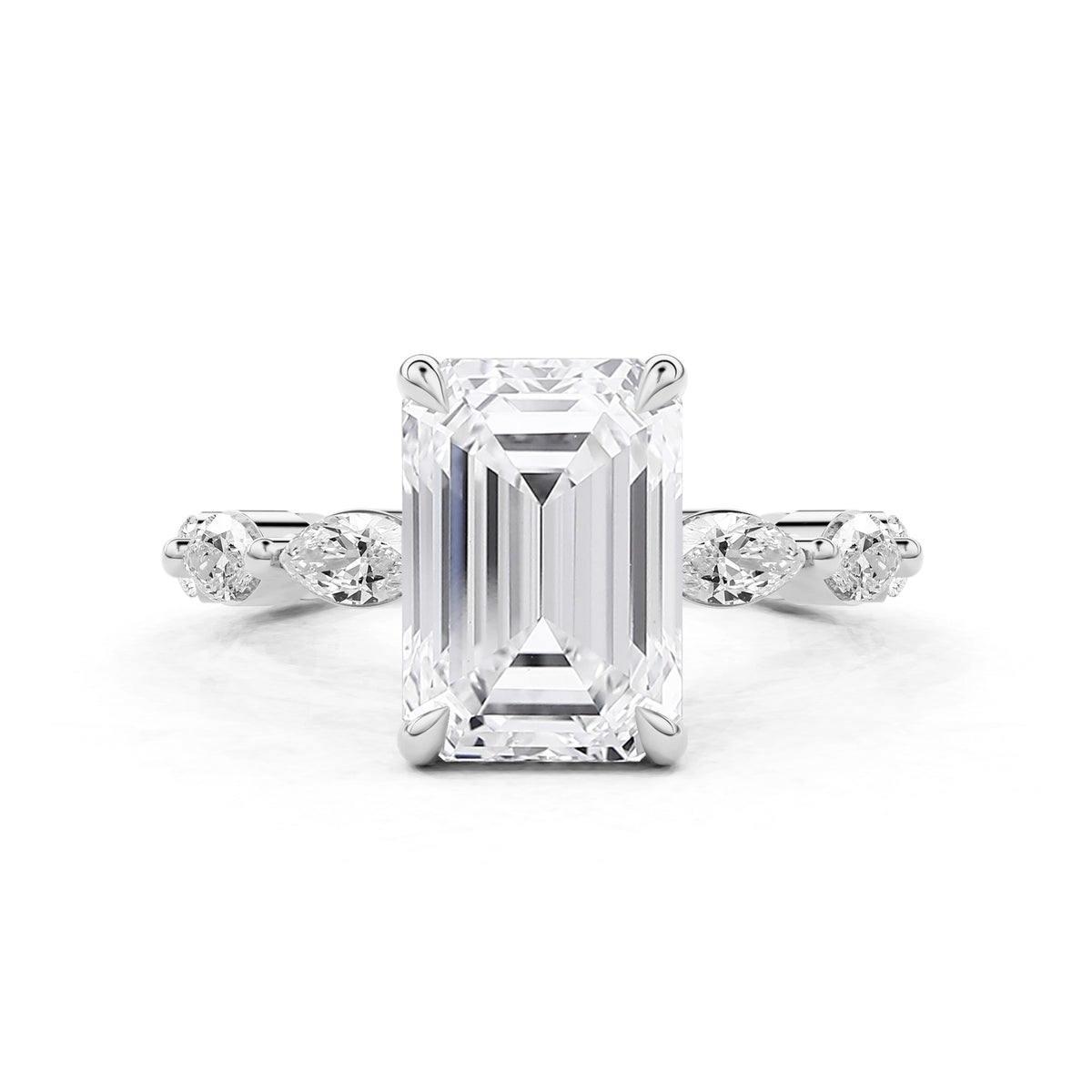 Marielle Emerald Cut Marquise Diamond Band Engagement Ring