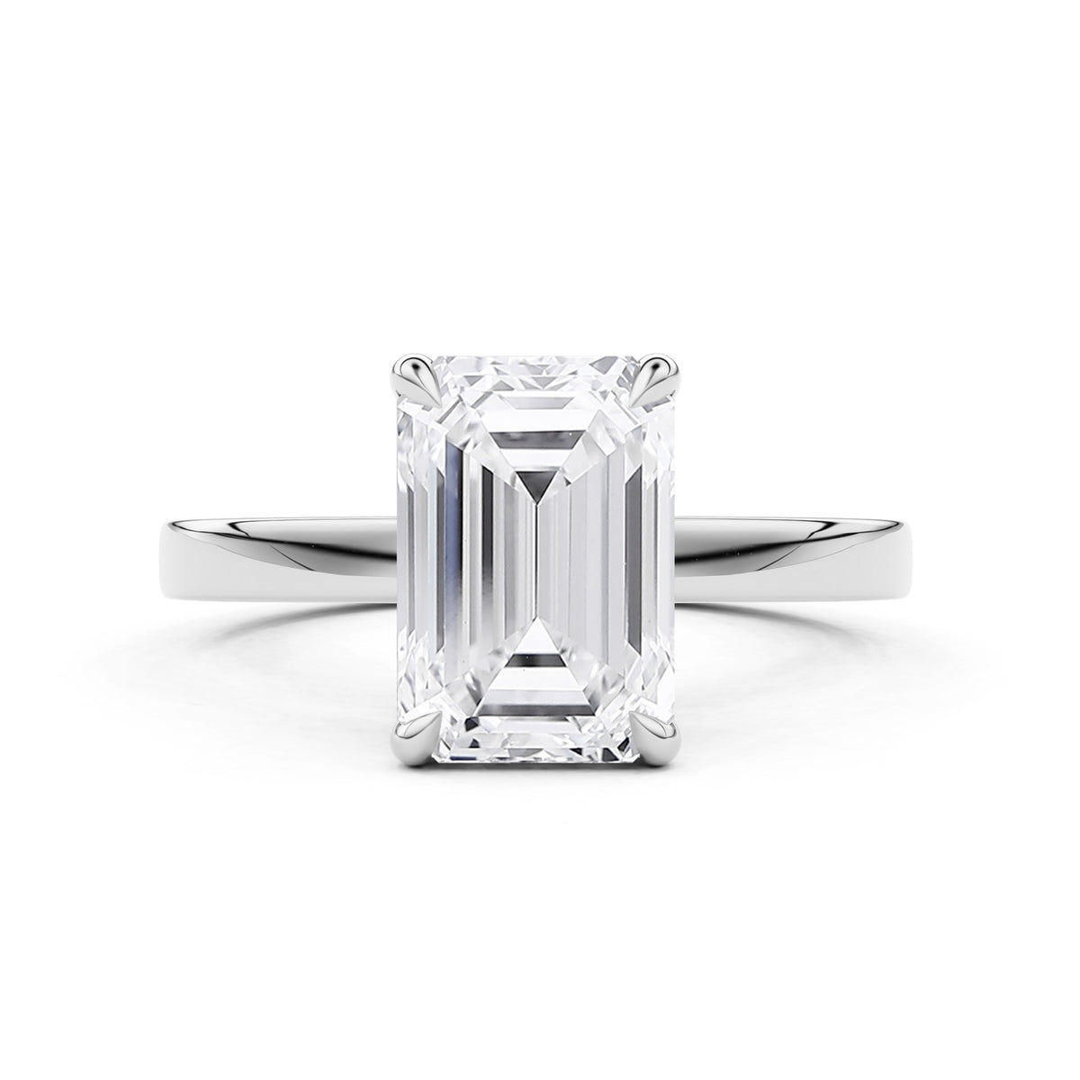 Serelle Emerald Cut Raised Hidden Halo Engagement Ring