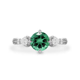 Madison Round Lab Emerald Art Deco Leaf Engagement Ring, Compass Set