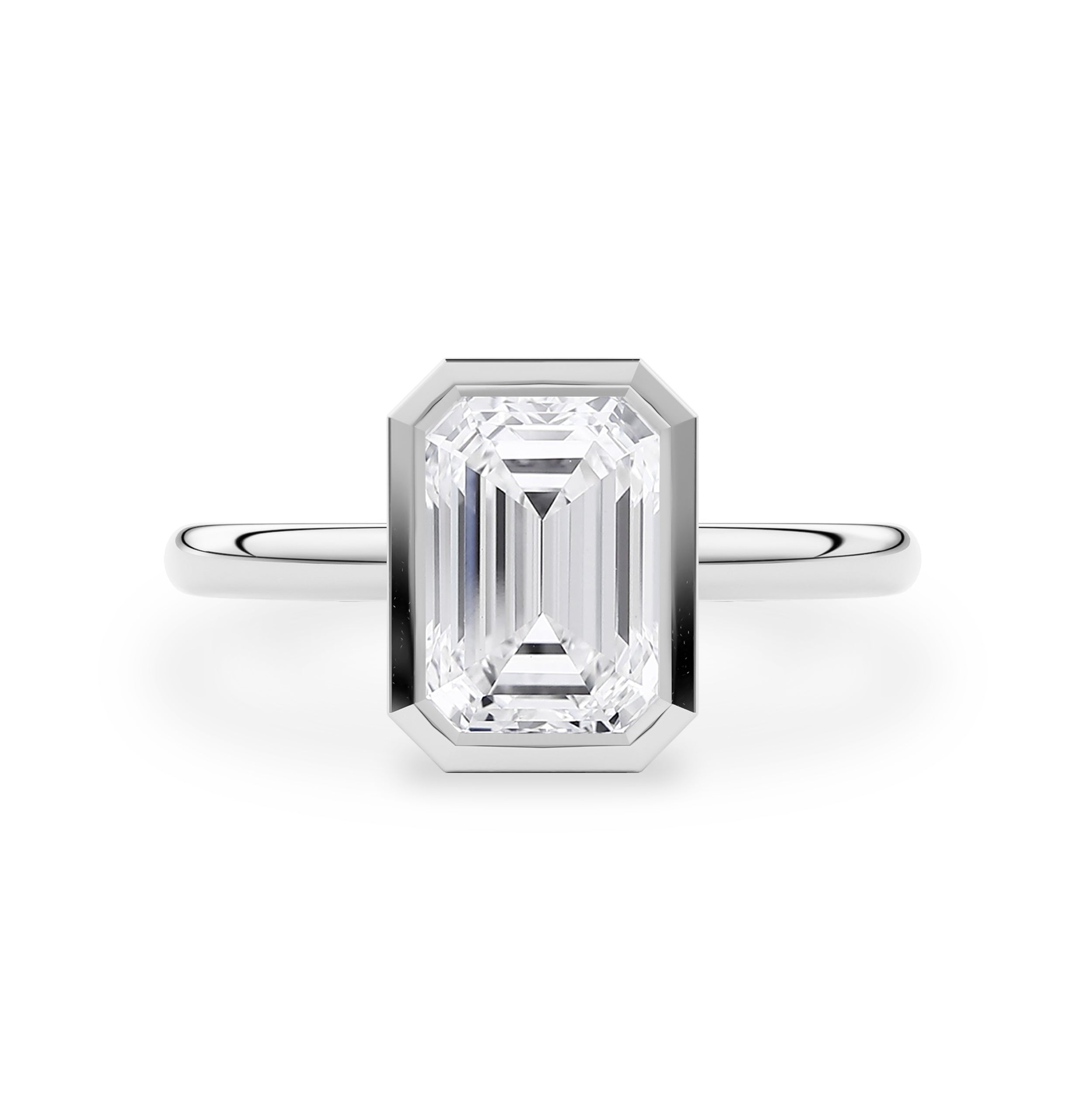 Elowen Emerald  Bezel Solitaire Petal Gallery Engagement Ring