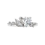Marquise Love Swan Engagement Ring, Marquise Cut With Single Swan