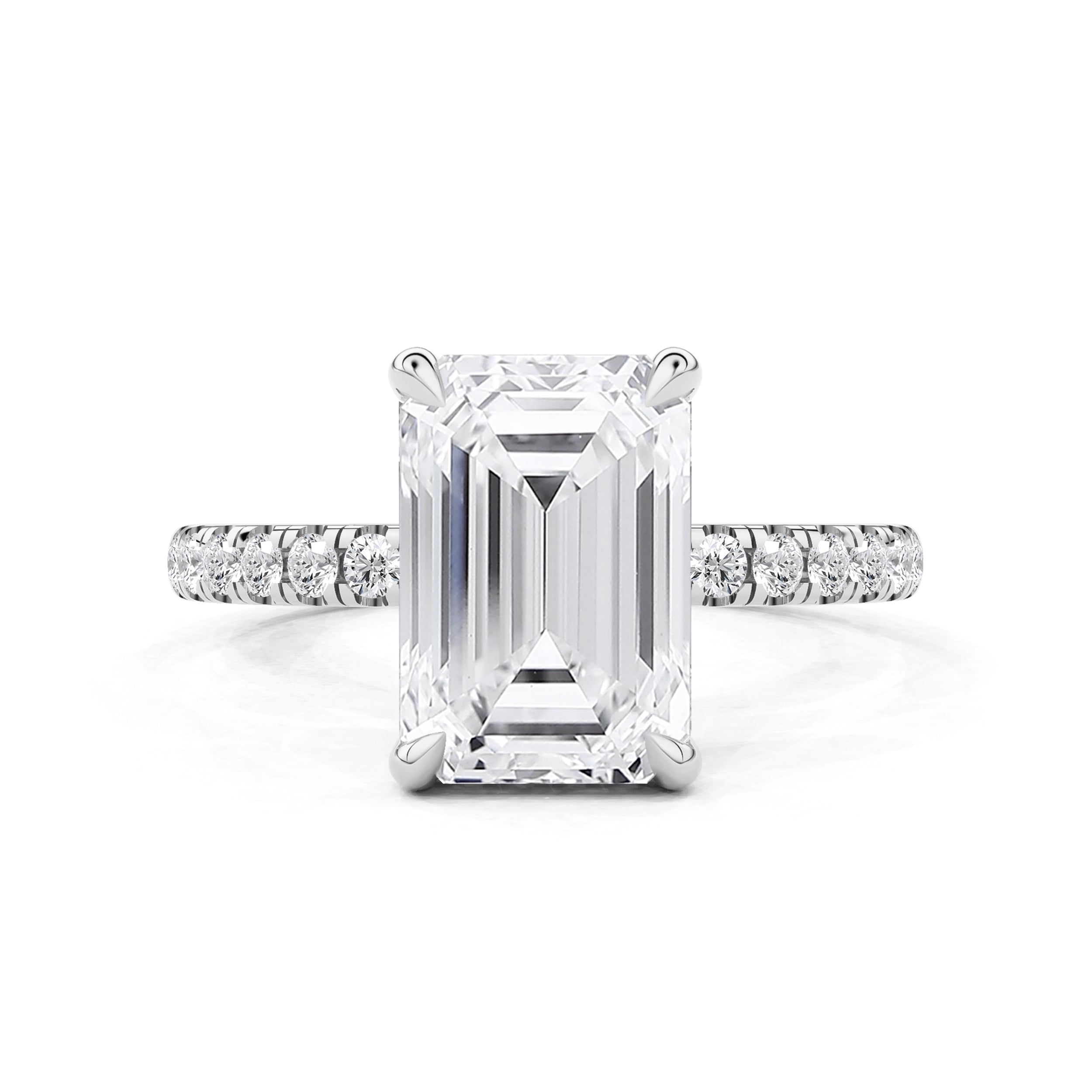 Kamila Emerald Cut Pavé Crown Hidden Halo Engagement Ring