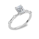 Sarah Emerald Cut Hidden Halo Engagement Ring, High Set