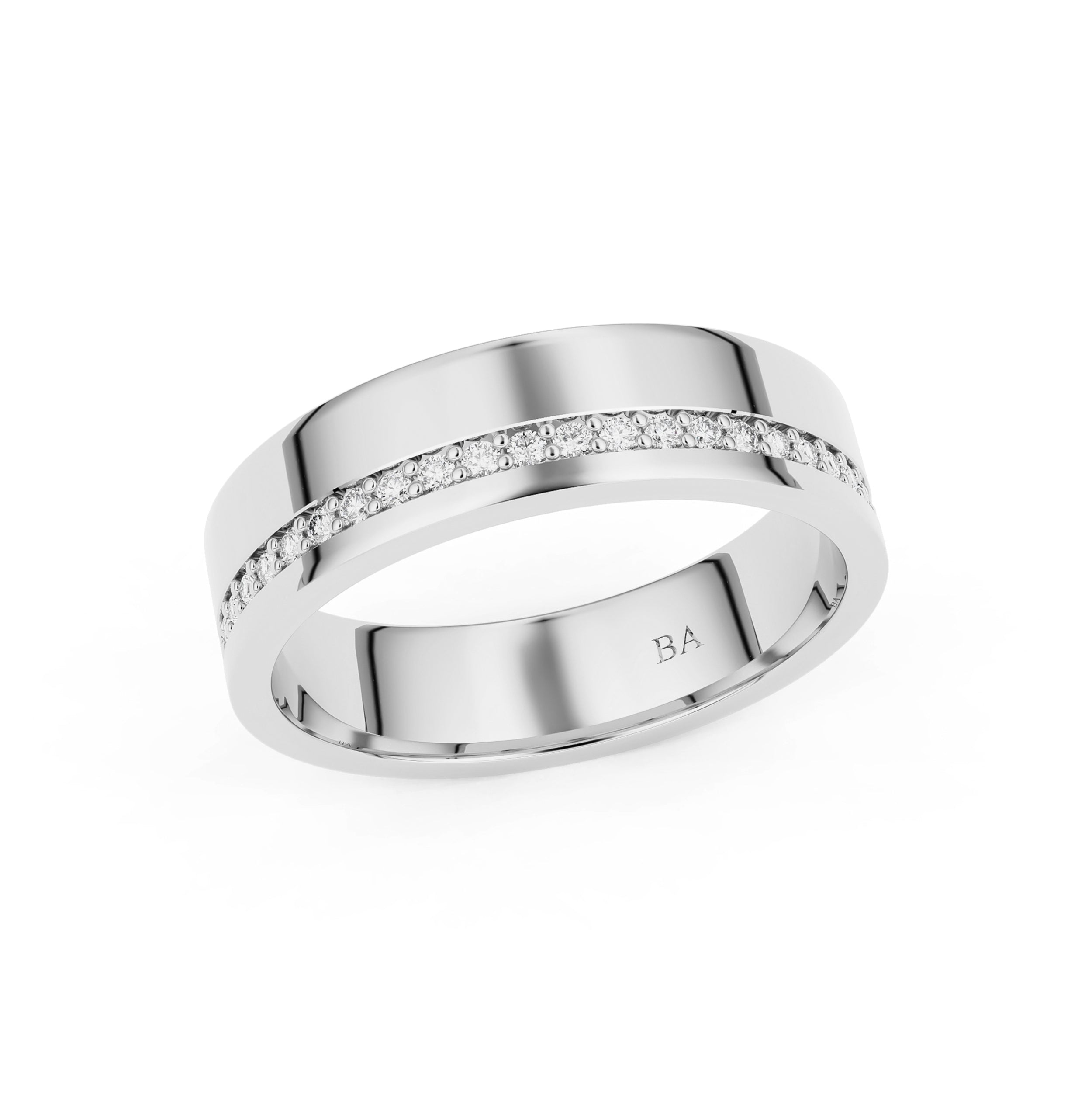 5.5mm Half Pavé Forever Wedding Band, 14k Gold