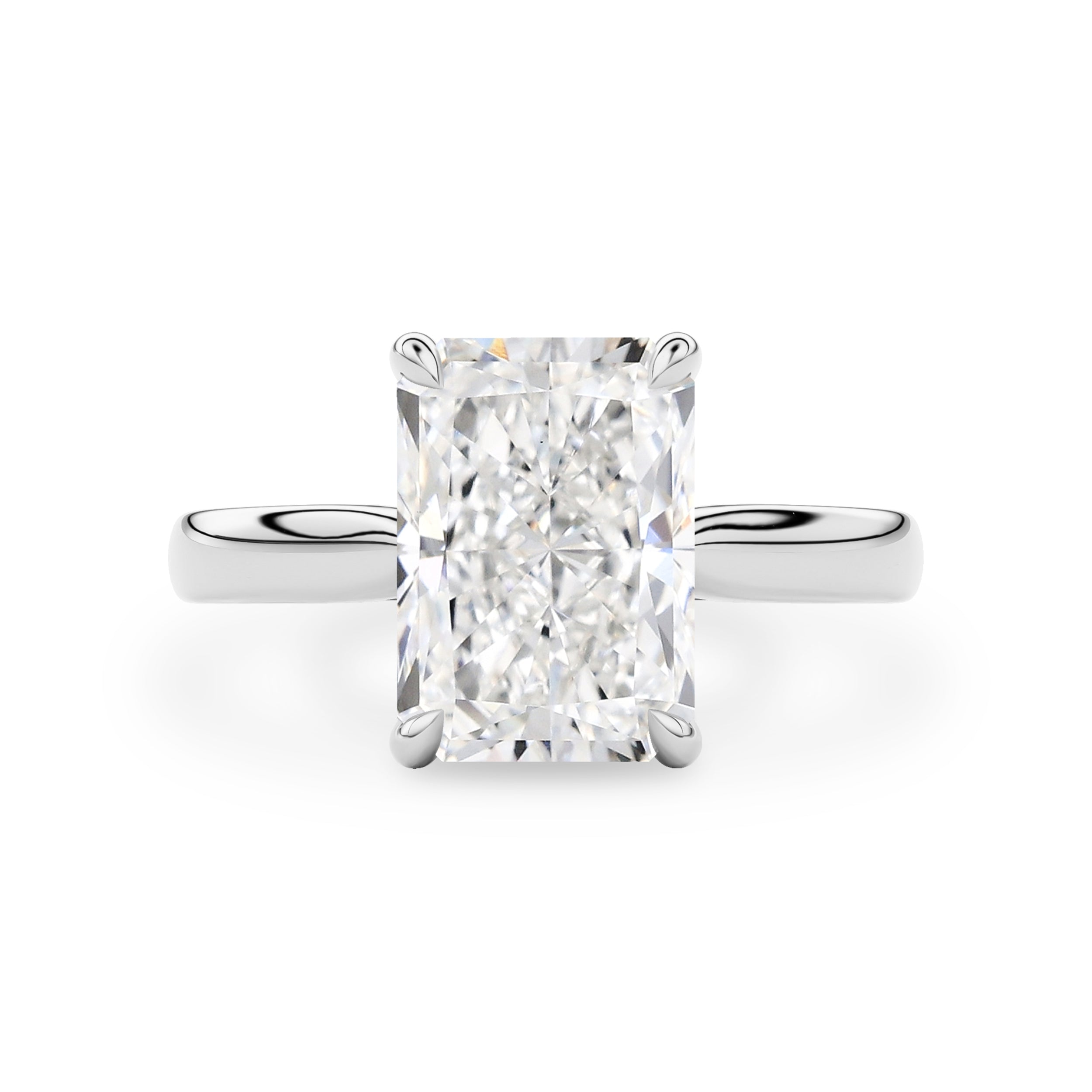 Lyra Radiant Cut Solitaire Cathedral Engagement Ring, Moissanite/Lab Grown Diamond