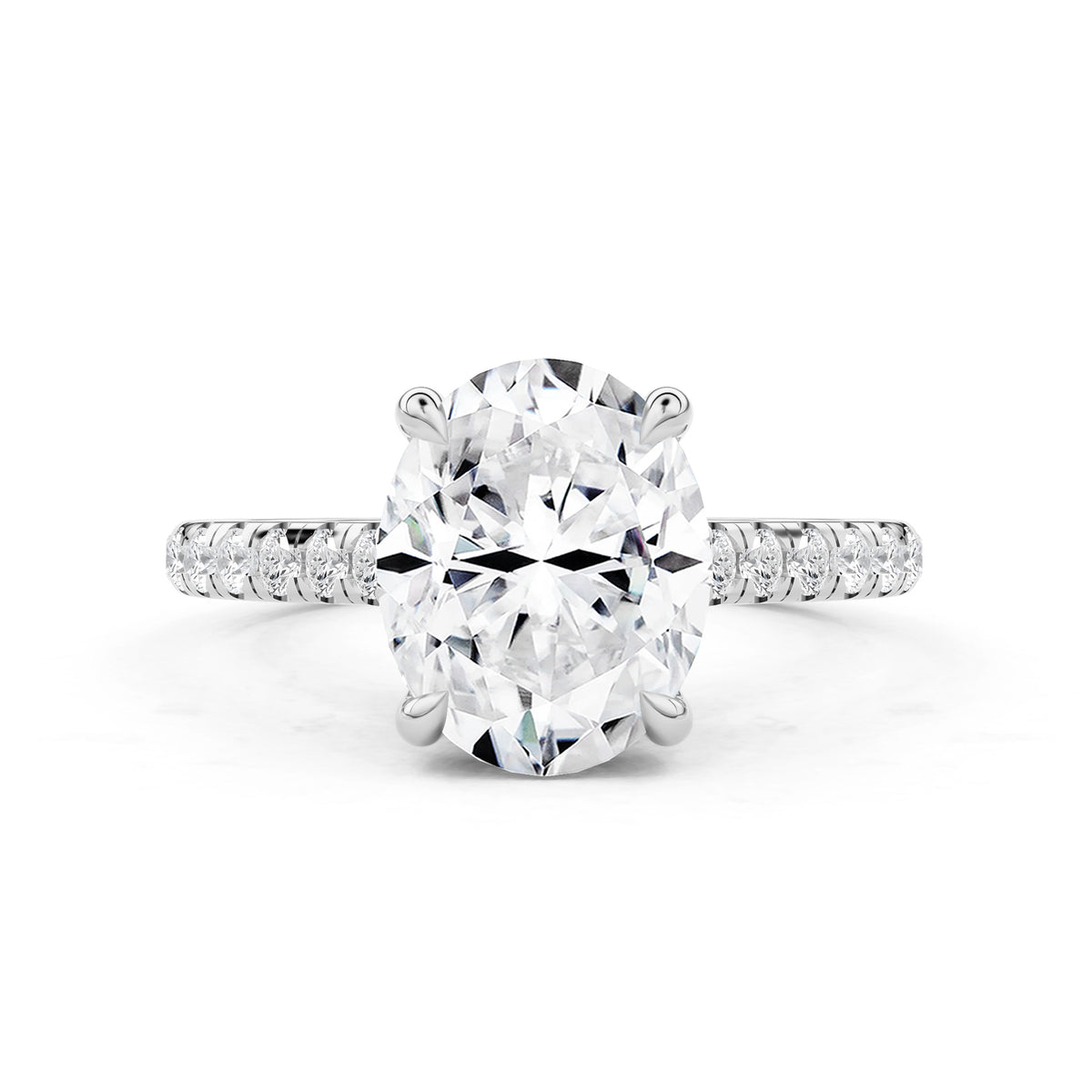 Lily Oval Double Hidden Halo Cathedral Engagement Ring