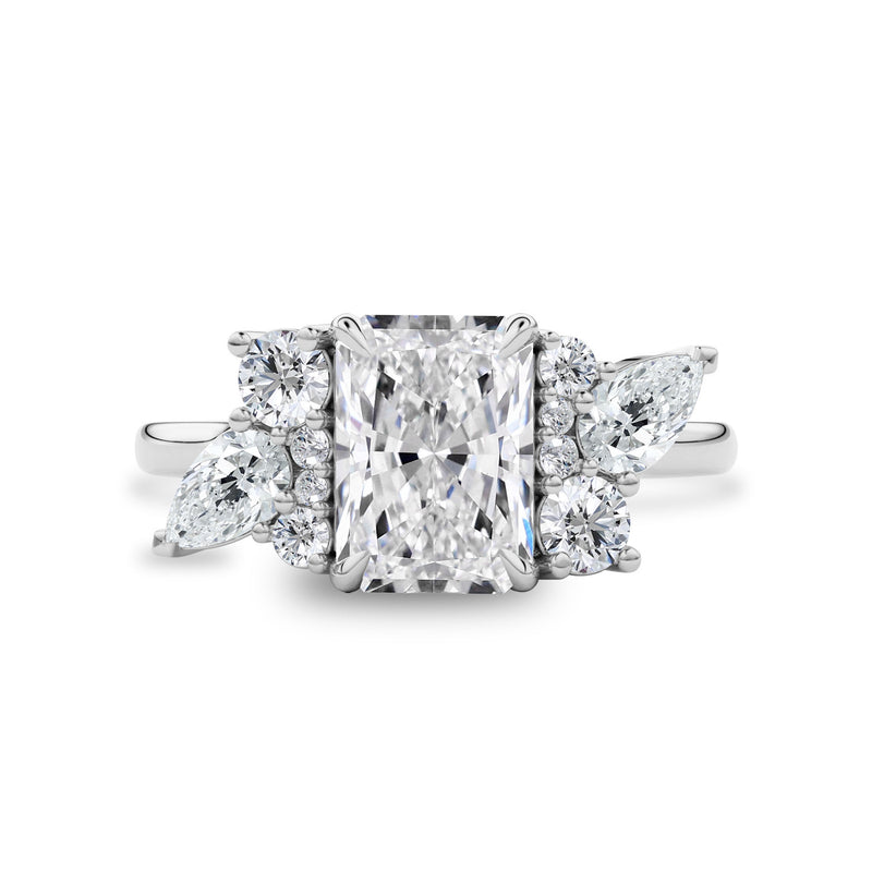 Meghan Radiant Cut Asymmetric Cluster Engagement Ring