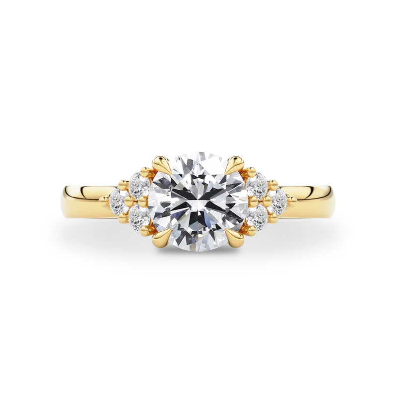 Gracious Dream Round Cathedral Engagement Ring, High Set