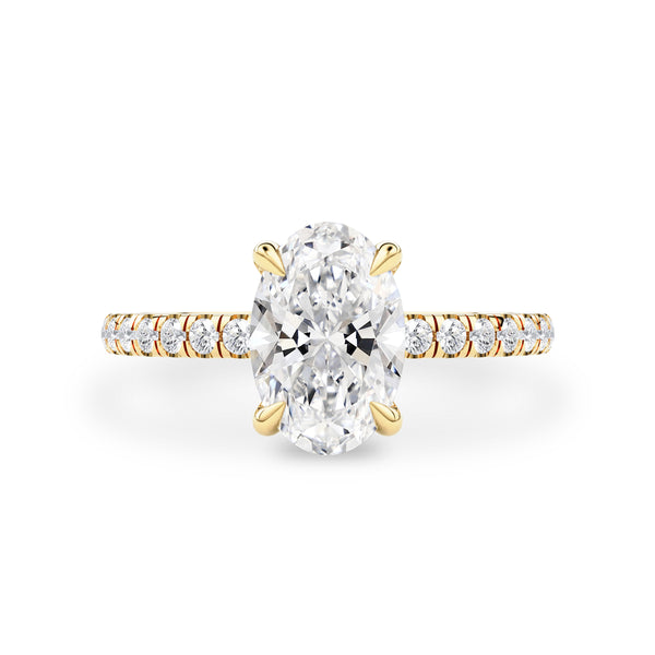 Oval Amelia Hidden Halo Engagement Ring, Pave Crown