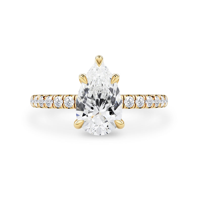 Laura Pear Cut Hidden Halo Engagement Ring, Moissanite/Lab Grown Diamond