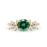 Anna's Dream Round Lab Emerald Cluster Engagement Ring