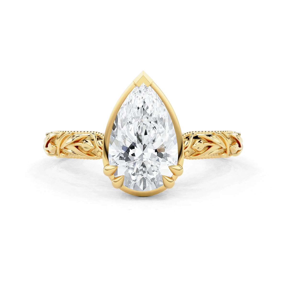 Florienne Pear Tulip Cathedral Engagement Ring