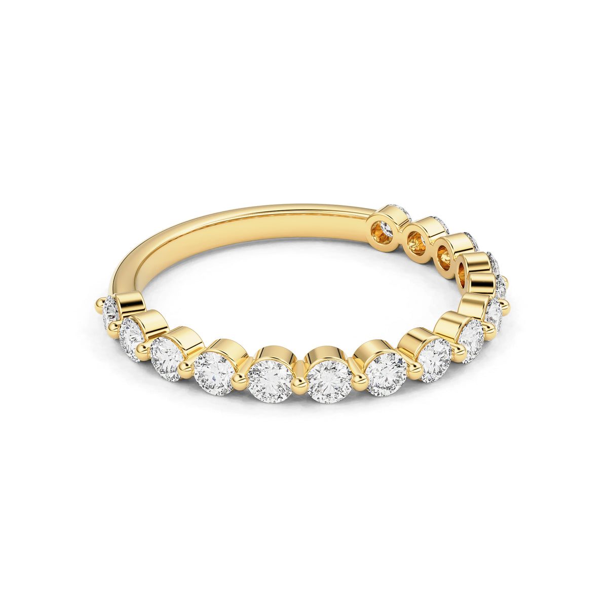 Round Single Shared Prong Half Circle Eternity Ring