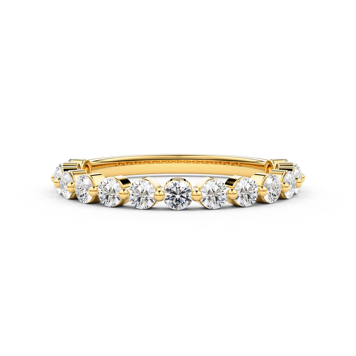 Round Single Shared Prong Half Circle Eternity Ring
