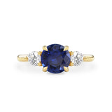 Sofia Round Lab Blue Sapphire Three Stone Engagement Ring