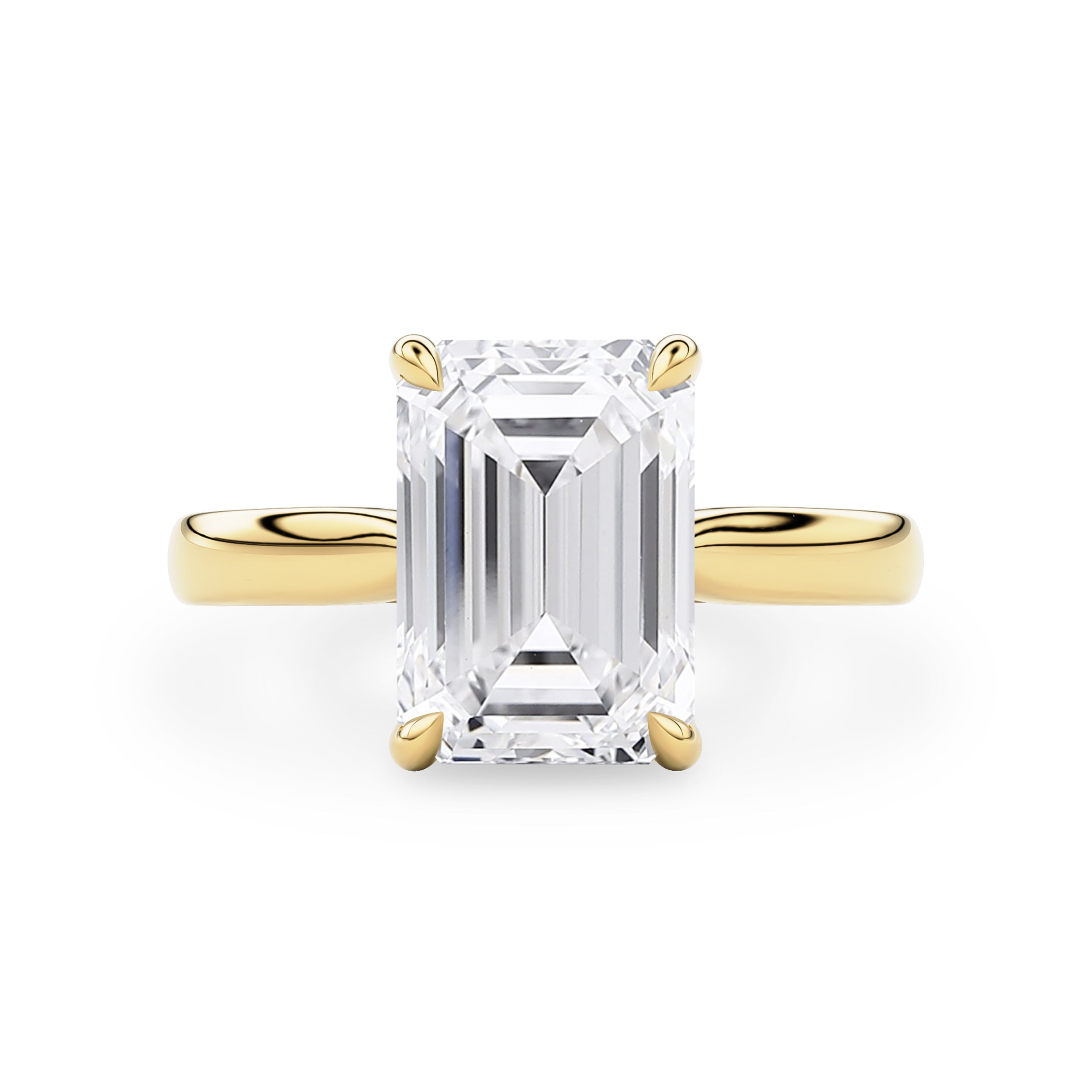 Lyra Emerald Cut Solitaire Cathedral Engagement Ring, Moissanite/Lab Grown Diamond