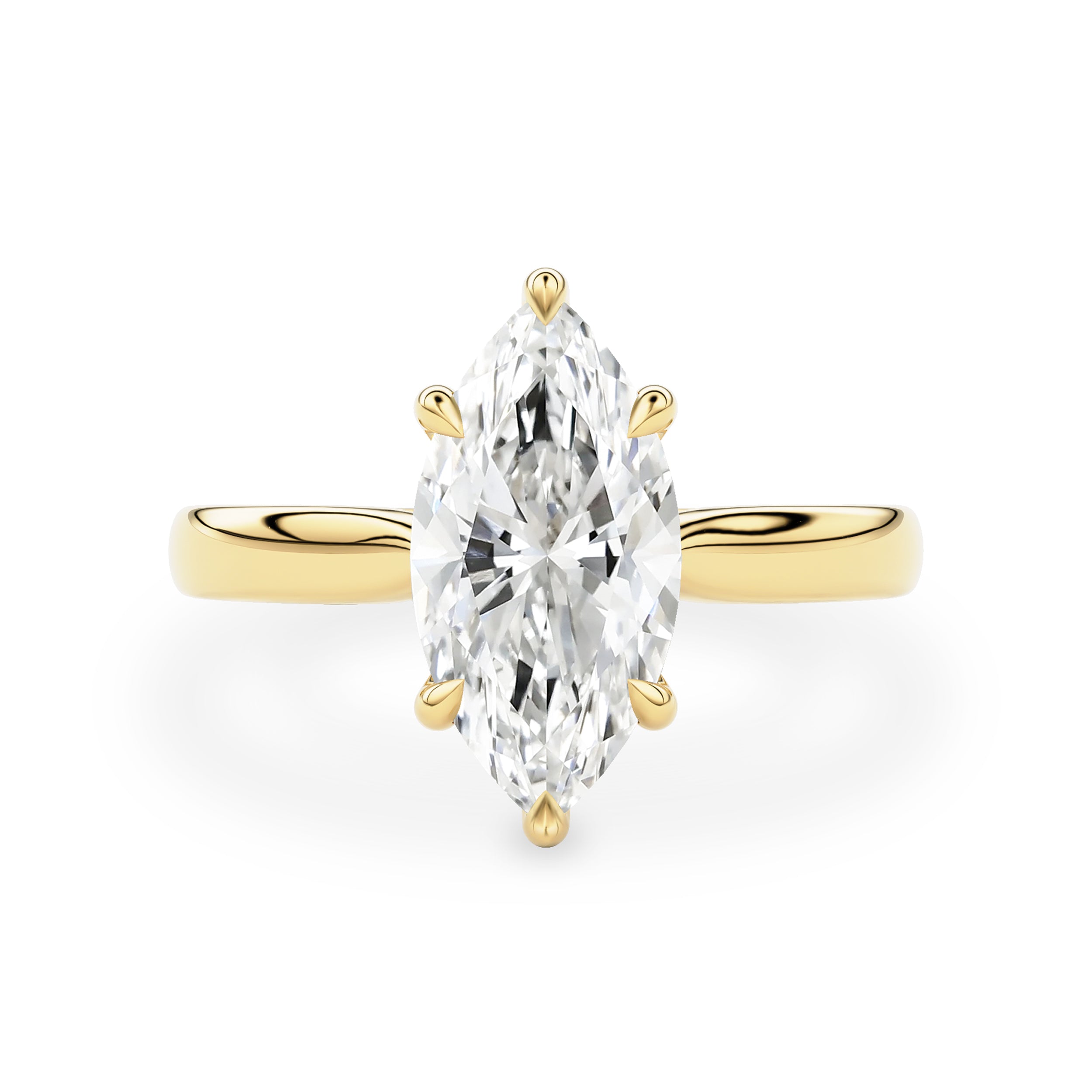 Lyra Marquise Cut Solitaire Cathedral Engagement Ring, Moissanite/Lab Grown Diamond