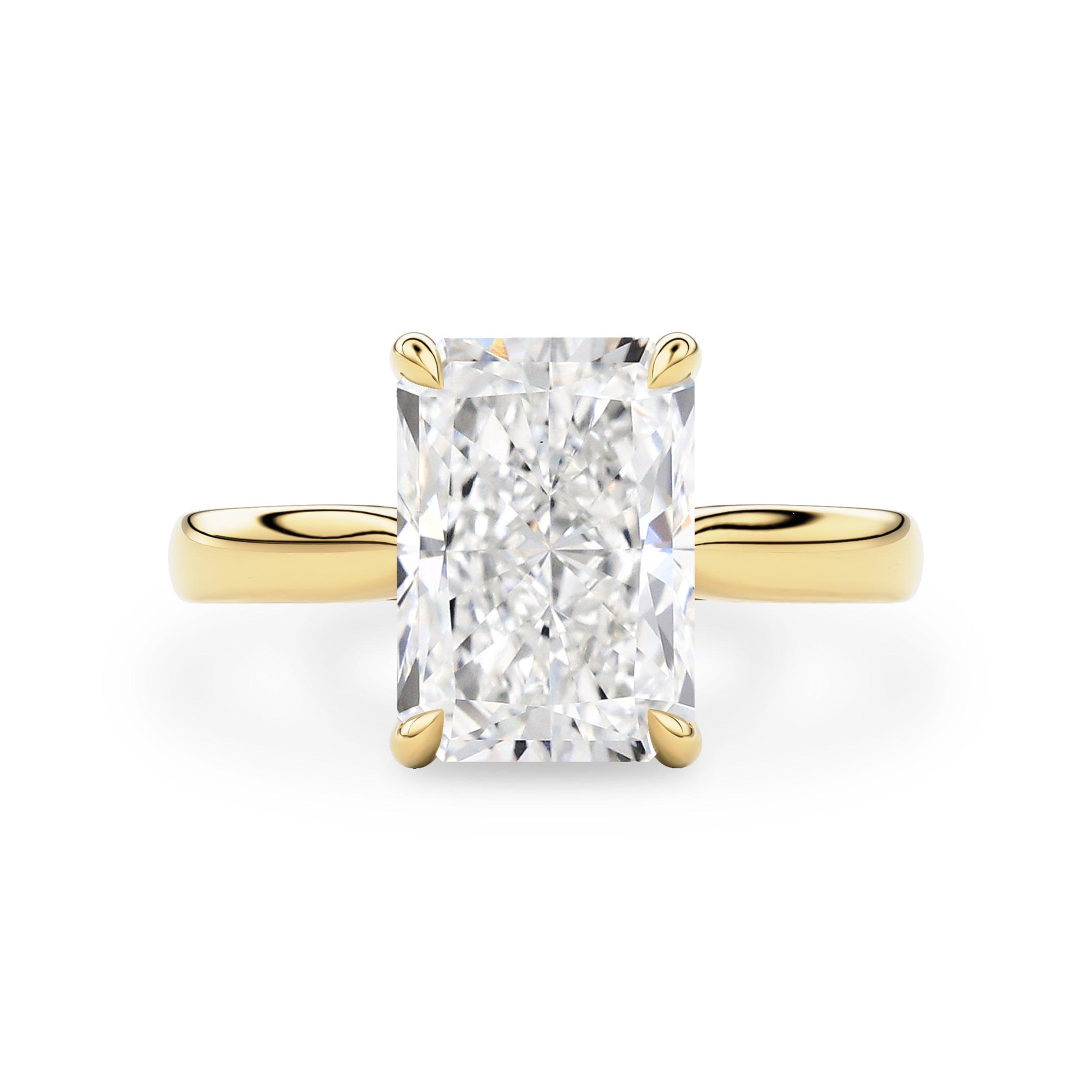 Lyra Radiant Cut Solitaire Cathedral Engagement Ring, Moissanite/Lab Grown Diamond