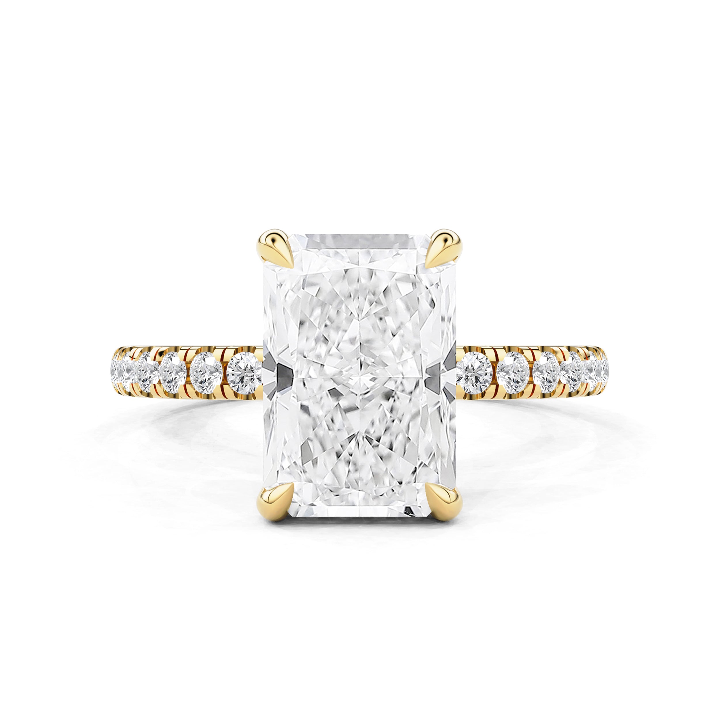 Kamila Radiant Cut Pavé Crown Hidden Halo Engagement Ring