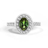 green tourmaline halo engagement rings