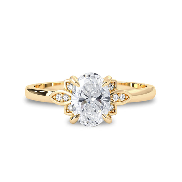 Moissanite Oval Solitaire Petal Engagement Ring