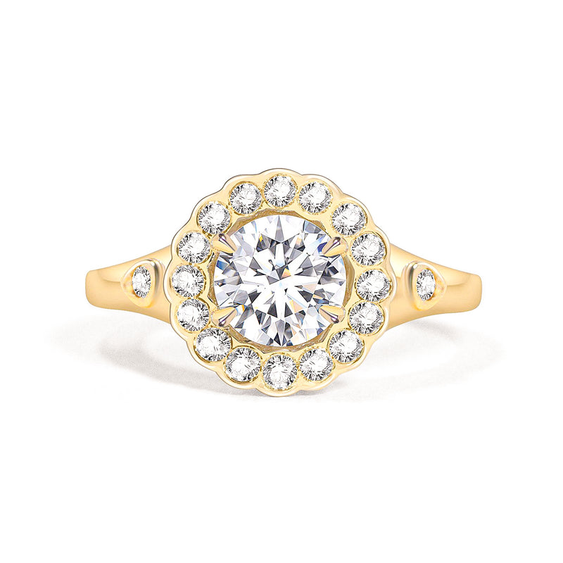 Daisy Engagement Ring, Round Brilliant With Halo