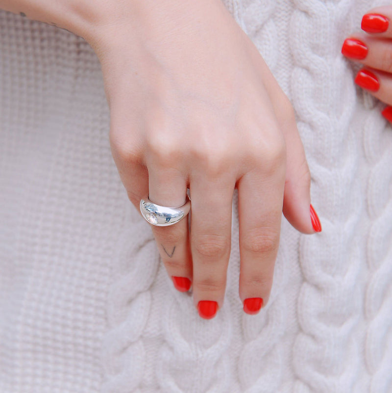 Round Brilliant Chunky Dome Ring