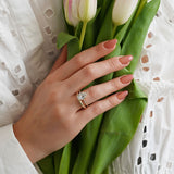 Aphrodite's Tear Engagement Ring, Pear Moissanite & Natural Diamond