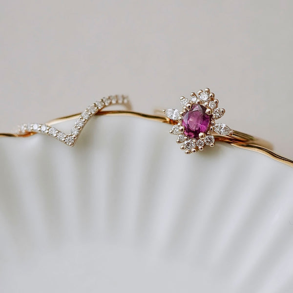 pink sapphire halo ring canada