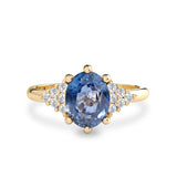 Blue Sapphire Engagement Ring, 2ct Blue Sapphire & Diamond